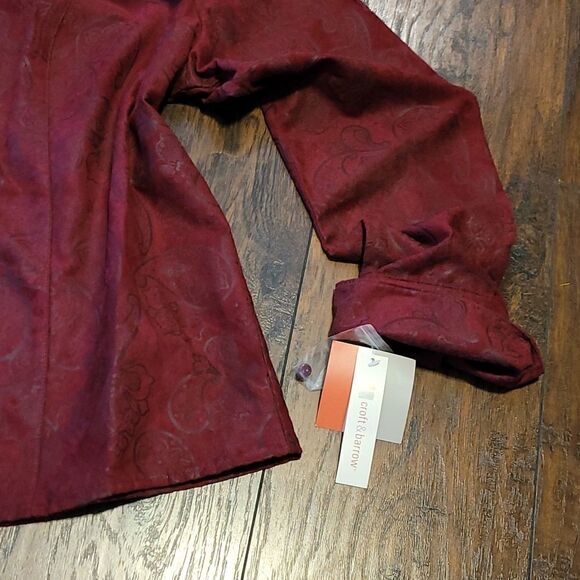 💙3 for $30💙 NWT Paisley Print Burgundy Zip Jacket Blazer - Picture 3 of 6